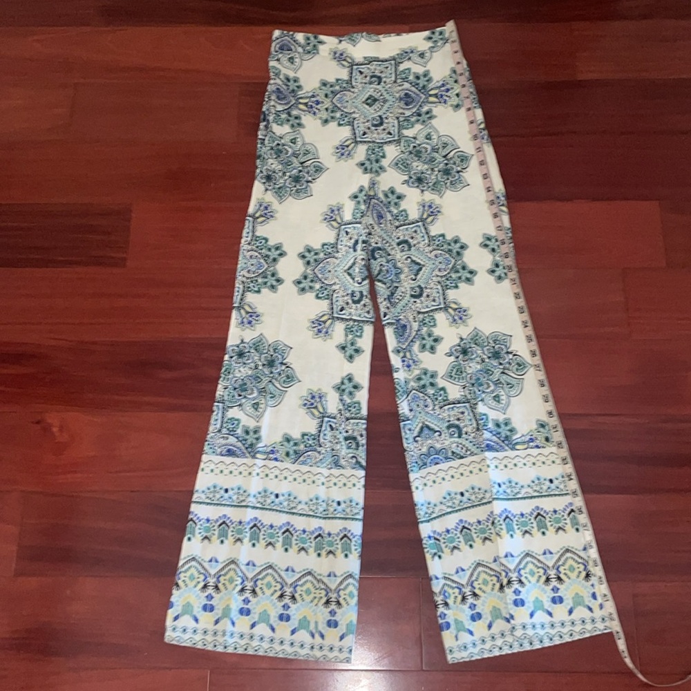NEW RACHEL ZOE Linen Blend Paisley Printed Bootcut pull on trouser Pants - Picture 5 of 13